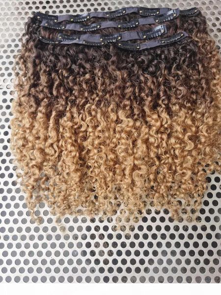 

wholesales brazilian human hair vrgin remy hair extensions clip in kinky curly hair style natural black brown blonde ombre color