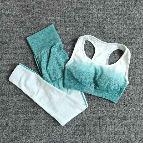 

gradient color yoga wear sports bra and leggings women's sportswear, White;red