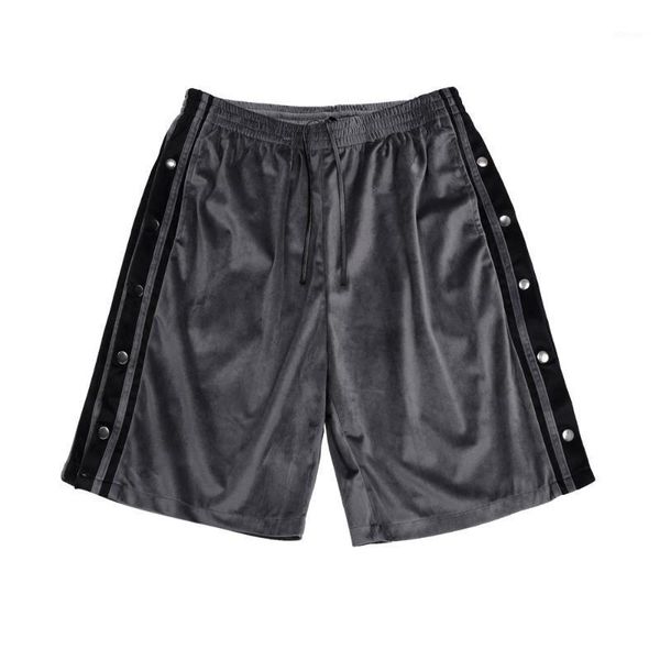 

menswear open leg casual shorts men's fashion brand contrast stitching capris streetwear hip hop loose short pants, White;black