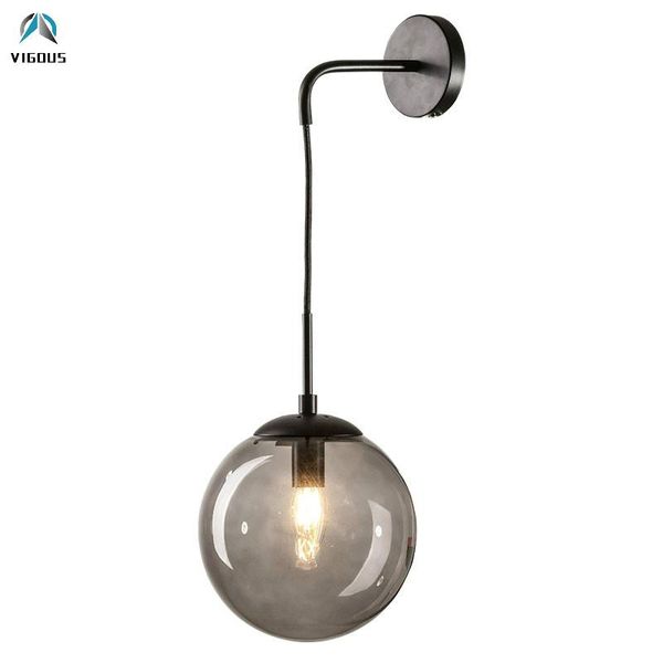 

american retro simple glass globe wall lamp metal led sconces for livng room bedsoom lustre bracket light luminaria wall sconces
