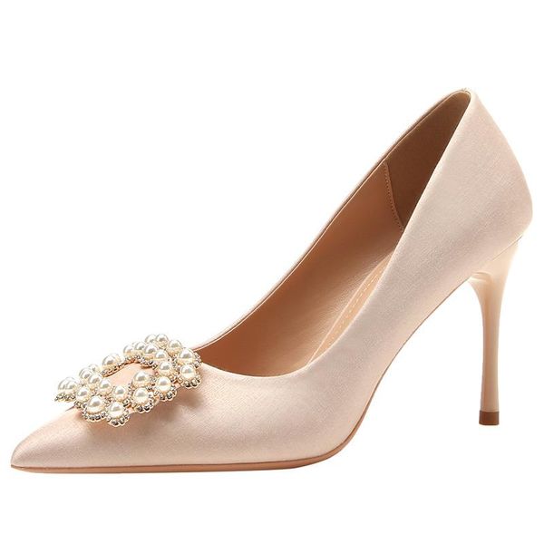 

dress shoes women pumps heeled nude pointed toe wedding for bride small size 31 32 high heel stiletto ladies, Black
