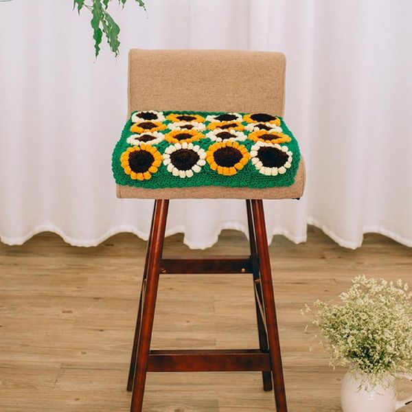 

cushion/decorative pillow colorful handmade hook sunflowers cotton lace chic square crocheted seat back cushion / many uses mat pads /fashio