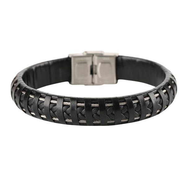 

charm bracelets fashion minimalist hand-woven black bangle jewelry simple leather male punk men birthday gifts for women, Golden;silver