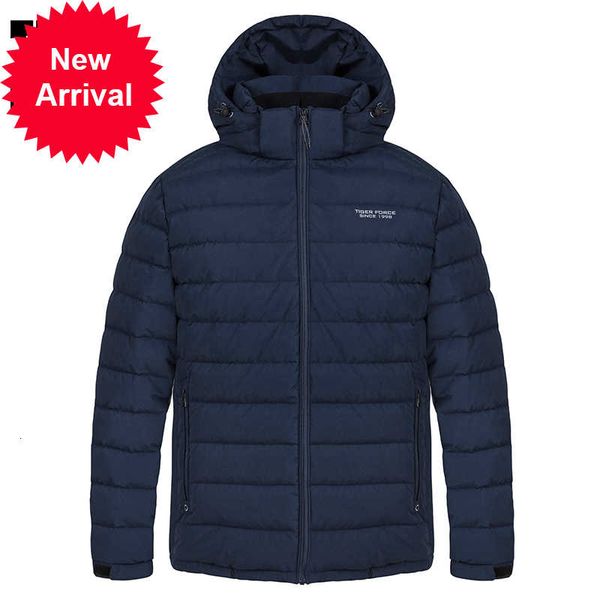 

tiger force 2021 new men's winter jacket medium-long hooded jackets thick dark blue sports casual outdoor parka man coat 70769, Black