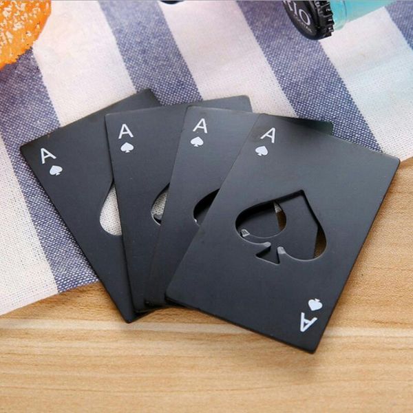 

creative poker card beer bottle opener bar tools soda bottles opener portable durable black silver spades playing card opener cfdh1245