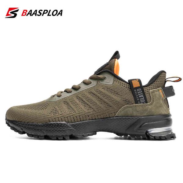

baasploa 2022 new male sneakers shoes breathable mesh men running outdoor grass walking gym for plus size 41-50, Black