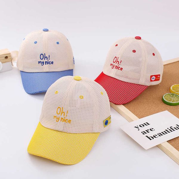 

children summer thin girl hat mesh duck tongue baseball cap boy sunscreen spring and autumn, Yellow