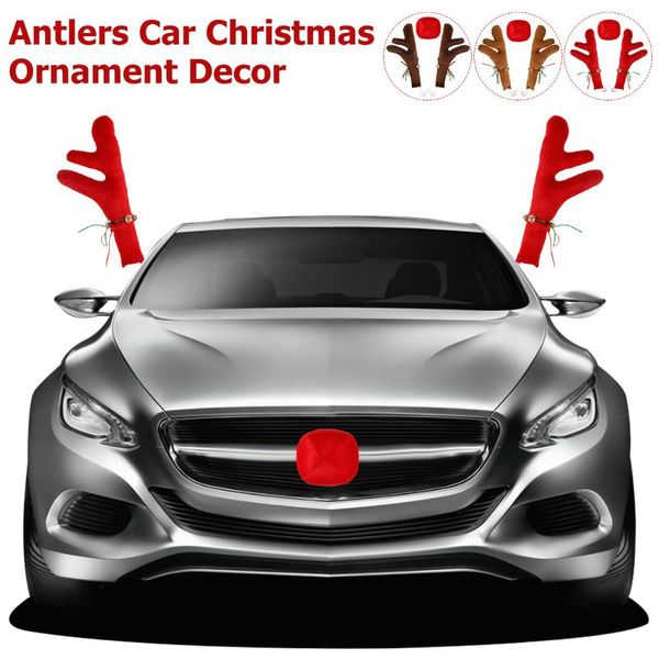 

interior decorations 1 set led glowing antlers christmas car decoration red elk horn glitter cristmas auto automobile reindeer lighting