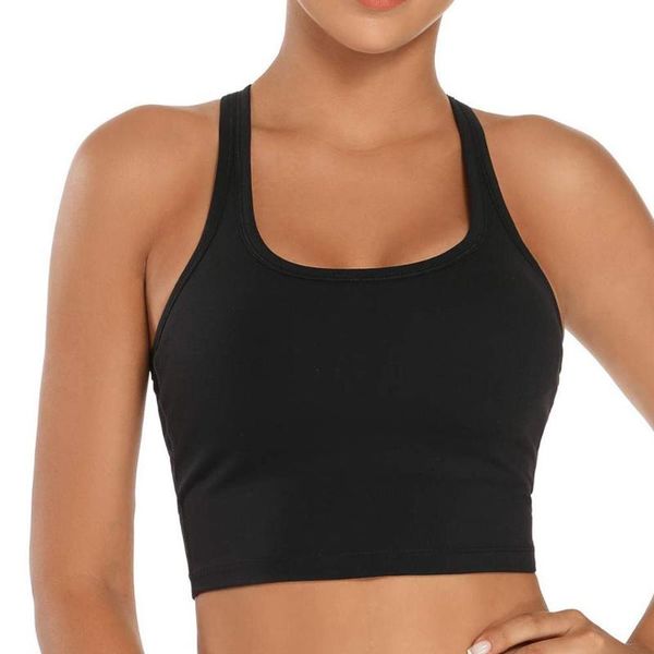 

women's tanks & camis solid color crop vest for women sleeveless casual ladies chest pad movement short tank b2, White