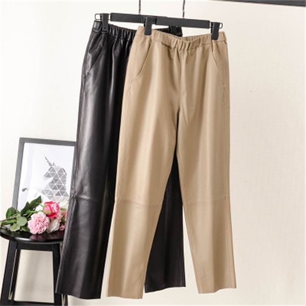 

2021 new fashion genuine sheep leather pants g1 x2z4, Black;white