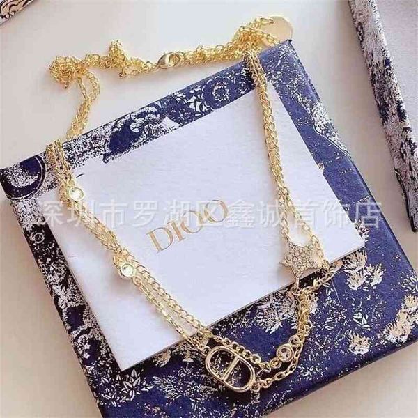 

special offer 75% off outlet online family bracelet new star double layer necklace net red brass material, Silver