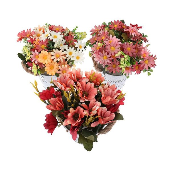 

ceramic rope vase rose artificial plants potted wedding decoration fake flower nordic artificial flower set