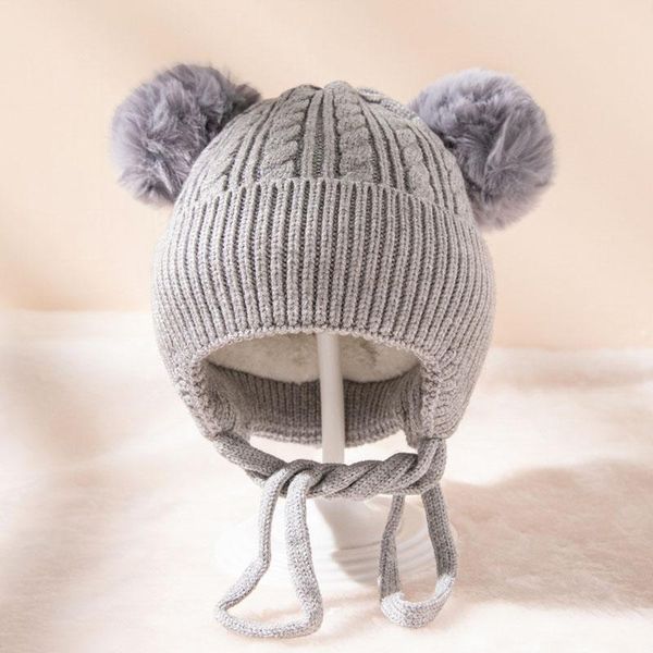 

caps & hats winter knitting baby hat boy girl bonnet cute pom solid color ear protection warm beanies toddler boys girls children, Yellow