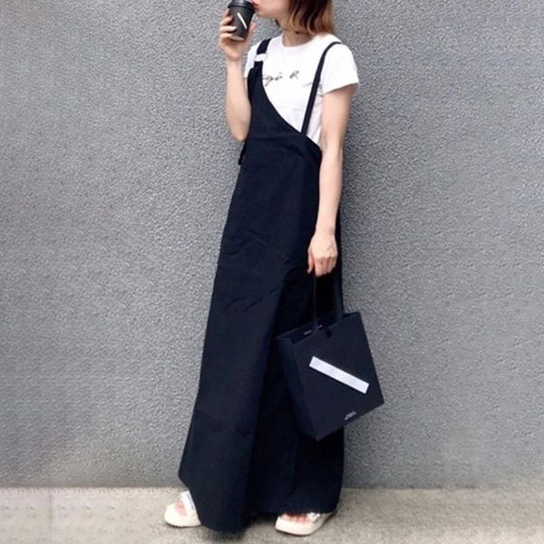 

casual dresses autumn denim maxi pleated dress summer korean fashion causal blue jeans long overall women suspenders sundress, Black;gray