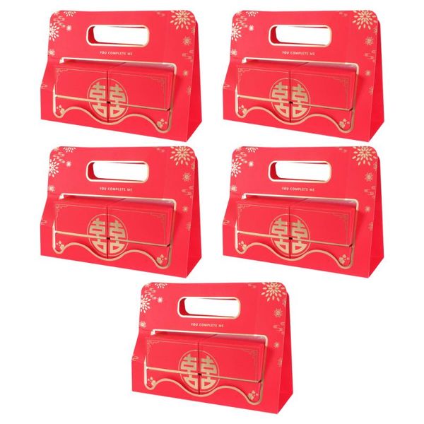

gift wrap 5pcs candy box festival hand storage container wedding wrapping (red)