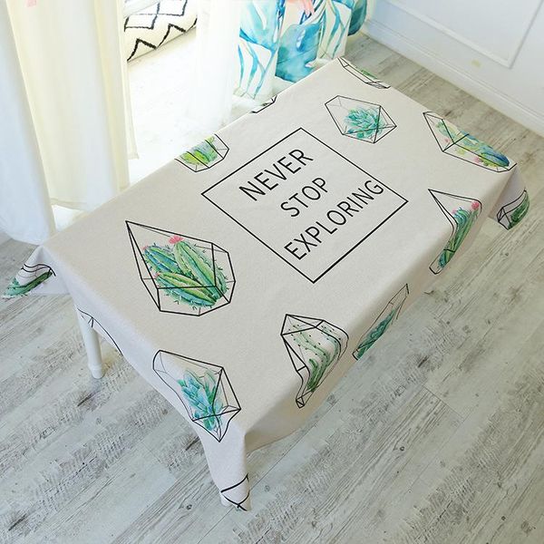 

1pcs cotton fabric tablecloth cactus succulents christmas wedding birthday party table cover rectangle desk cloth toalha de mesa