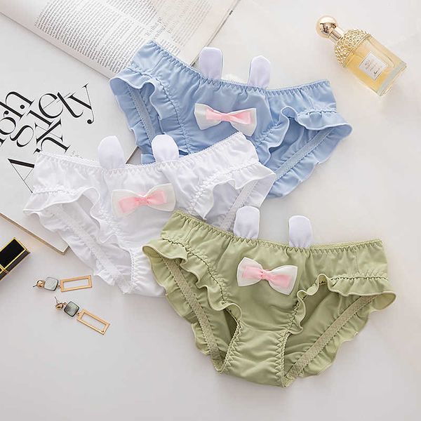

briefs panties lolita soft girl cute ice rabbit ear low waist loli fat, Black;white