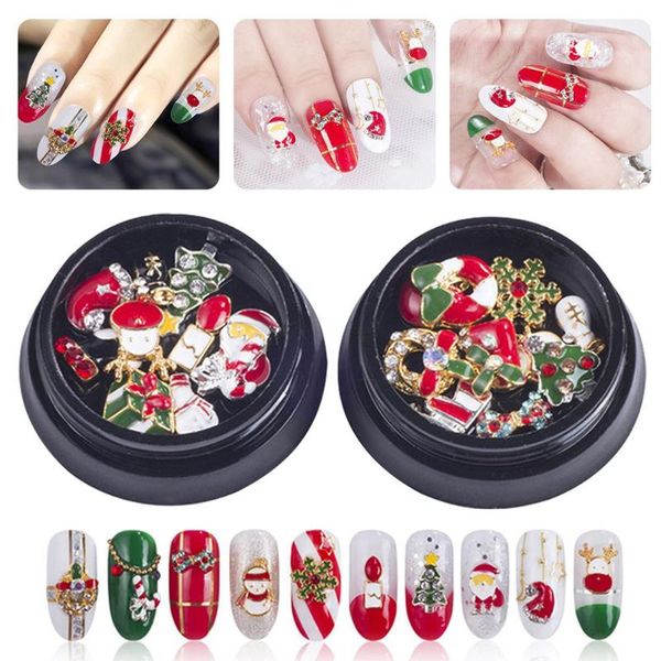 

nail art decorations 3d design christmas alloy series tree socks snowflake decoration diy rhinestone accessories, Silver;gold