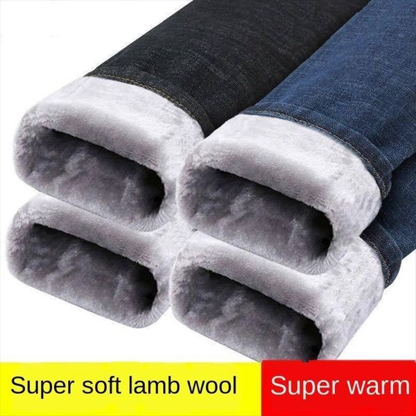 

pants plus fleece high waist womens jeans trousers stretch slim slimming outer wear warm thick cotton sweatpants, Blue