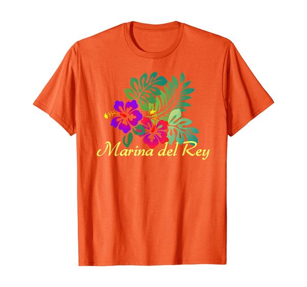 

marina del rey beach tropical flower surf vacay t-shirt, White;black