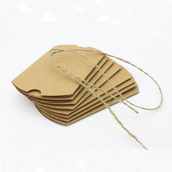 

gift wrap 50pcs pillow candy boxes craft paper wedding party favor (with rope)