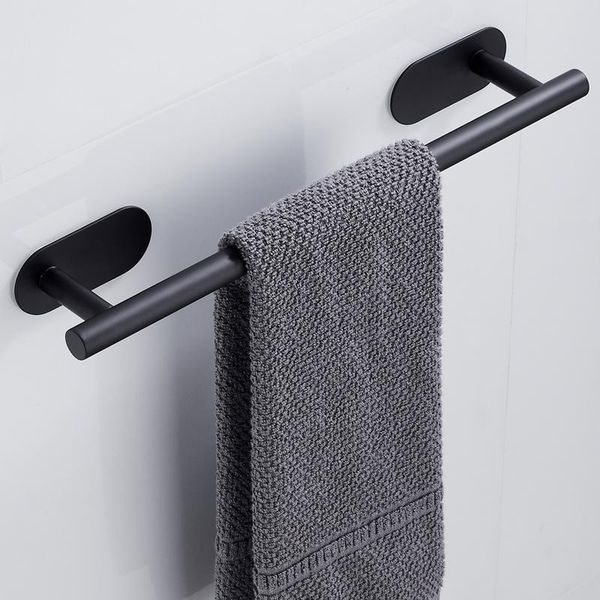 

towel racks wall-mounted stainless steel bathroom shelf holder hanger self adhesive hanging rail supplies rod organiser rack