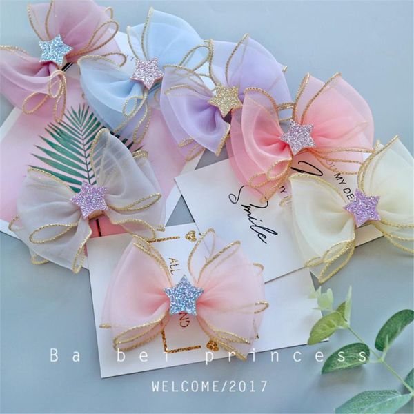 

hair accessories 2pcs/lot whole sale kids fashion bowknot lovely clip for girls, Slivery;white