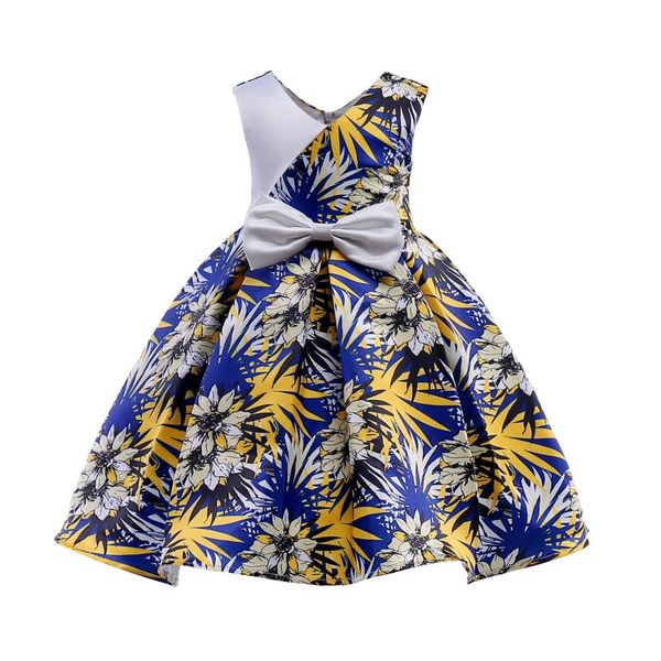 

girl's dresses elegant girl dress classic leaf pattern bowtie princess for 3-10years girls kids children party dinner performance, Red;yellow