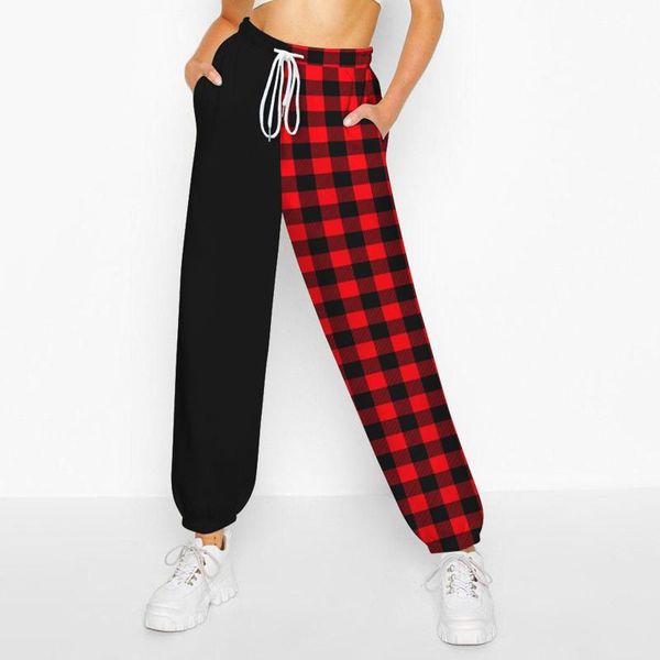 

women's pants & capris casual sweatpants christmas printed stylish oversize patchwork with various prints high waist drawstring, Black;white