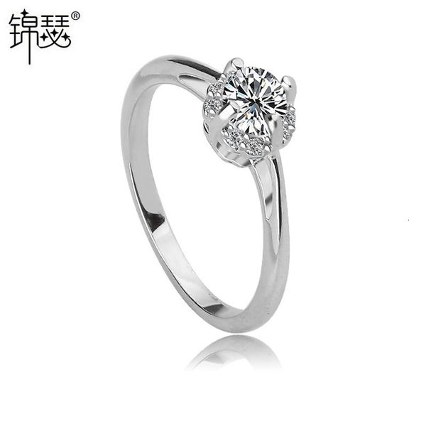 

925 sterling silverboutique zirconium diamond ring flower fragrance qinya aaa zircon inlaid female korean wedding gift, Golden;silver