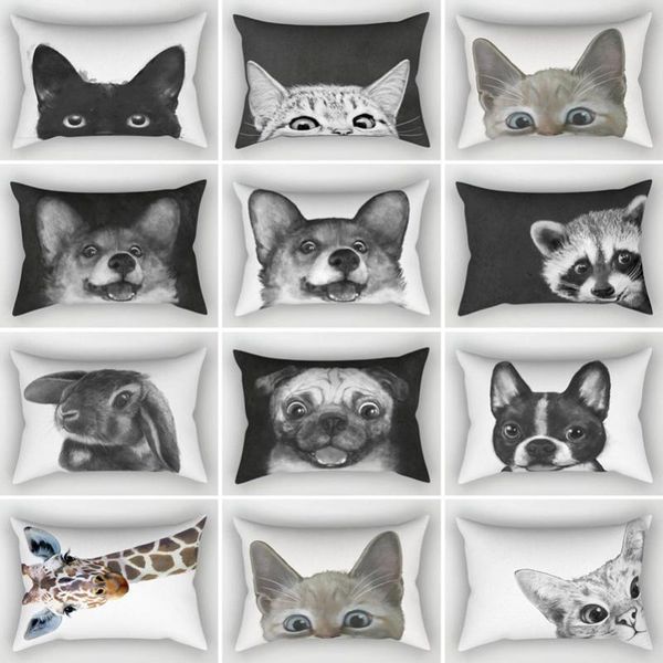 

cushion/decorative pillow lovely dog cat animal cushion cover 30x50cm soft short plush pillowcase for sofa car home decoration covers