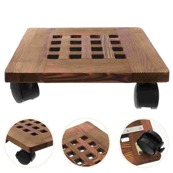 

planters & pots 1pc movable flowerpot tray wooden plant pot hollow-out with casters