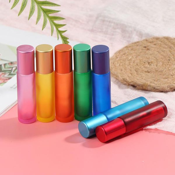

1pcs 10ml thick amber glass roll on essential oil empty perfume bottle 10cc stainless glass roller ball dropshipping