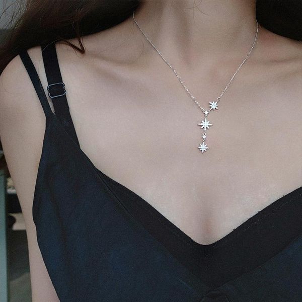 

chains trendy pendant chain necklace shape shining zircon 925 sterling meteor silver jewelry for women wedding birthday gift