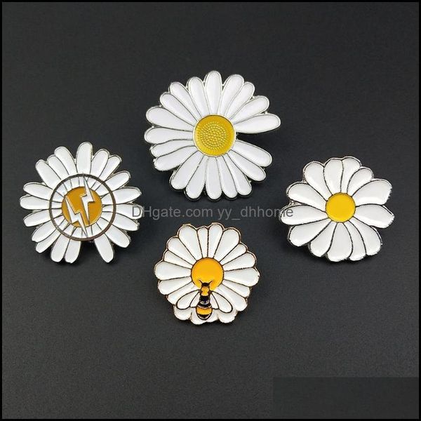 Anstecknadeln, Broschen Schmuck Mode Gänseblümchen Blume Emaille Cartoon Pins Abzeichen Taschen Kinder Metall Pin Geschenke Brosche DIY Kleidung Hut Rucksack Drop Delive