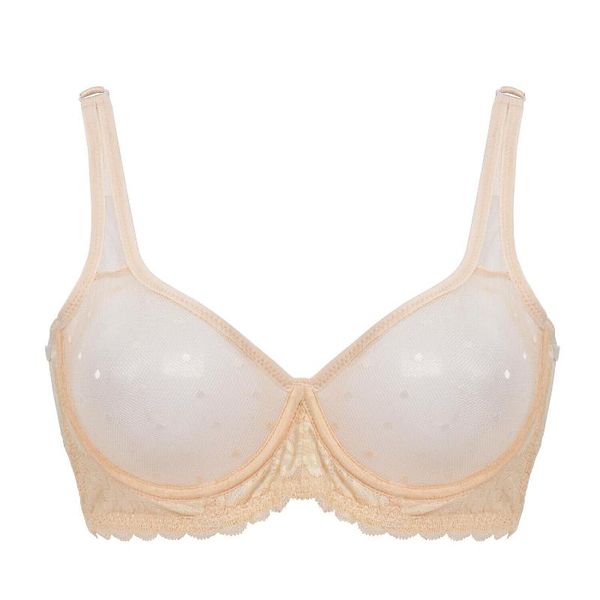 

vgplay nude transparent bra hollow mesh lace lingerie see through women bra plus size unlined minimizer summer bras for women, Red;black