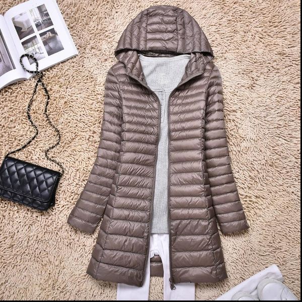 

autumn winter jacket women duck down slim long parkas ladies warm coat hooded plus size xxxl 4xl ultra light outerwear coat, Black