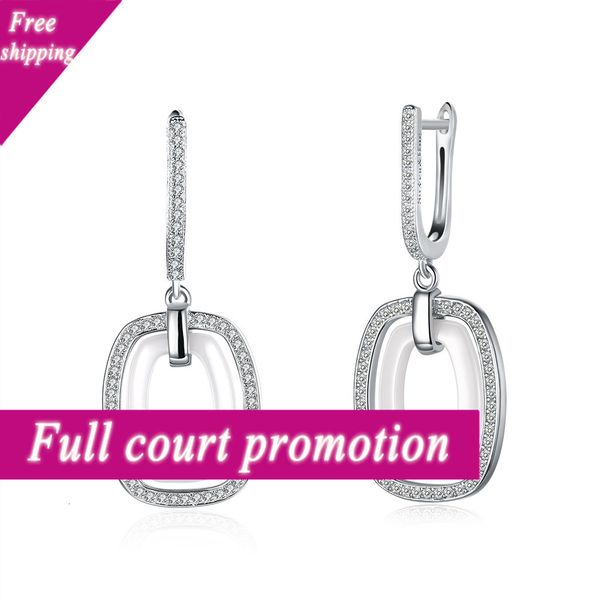 

creative 925 sterling silver earrings fashion trend ceramic female crowd luxury sh-ce004-wh, Golden