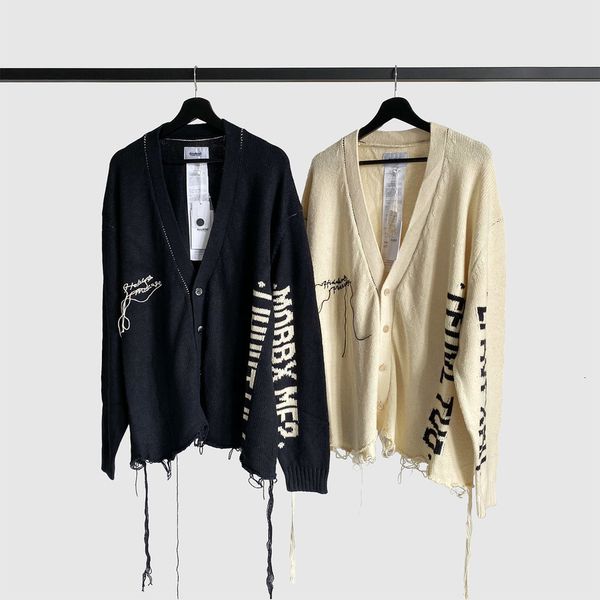 

2021 new cardigan tassel destruction doublet marry me sweater men women black apricot vintage knitted crewneck m8xm, White;black