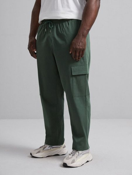 

extended sizes men drawstring cargo pants b8dx#, Black