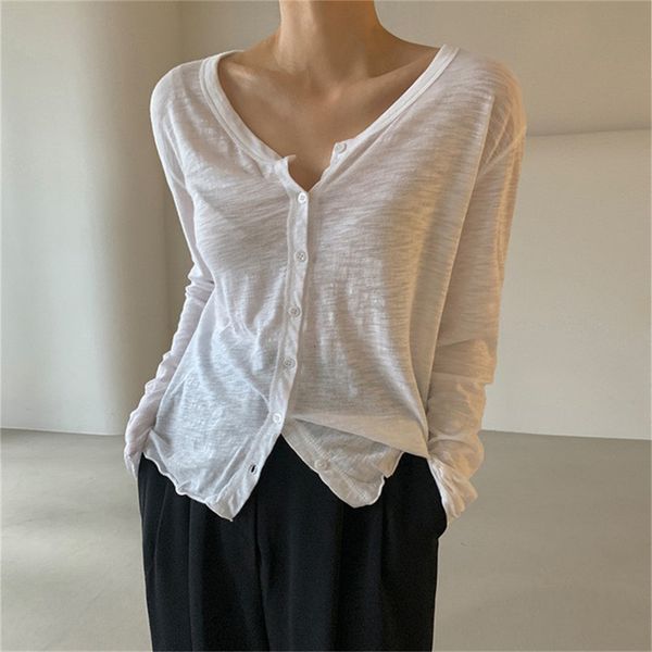 

women's blouses & shirts hzirip women's cotton t-shirt, sunscreen, solid office colours, for women 33aw, White