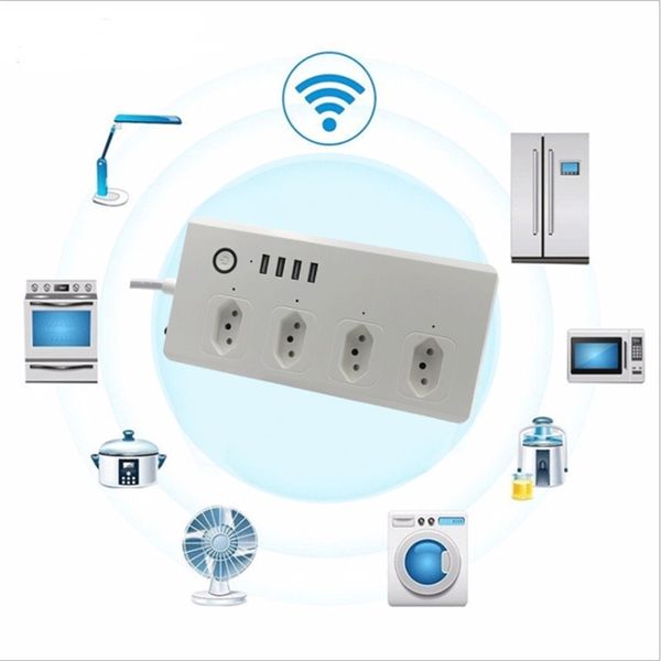 

intelligent 4usb multifunctional brazilian gauge 16a intelligent wifi plug-in 4 ac