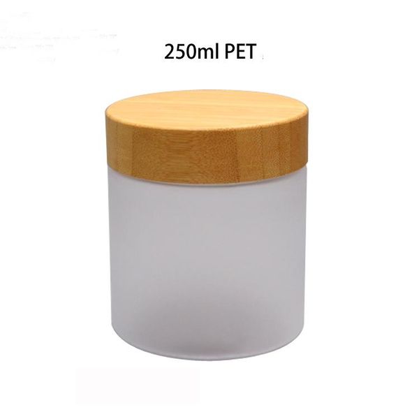 

50pcs 250g empty maplastic body care facialcream jar with bamboo cap diy frosted pet cosmetic refillable container bottle jar