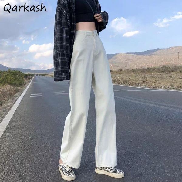 

women's jeans high wiasted women straight pure japanese style harajuku classic bf hipster teens denim trousers all-match ladies spring, Blue