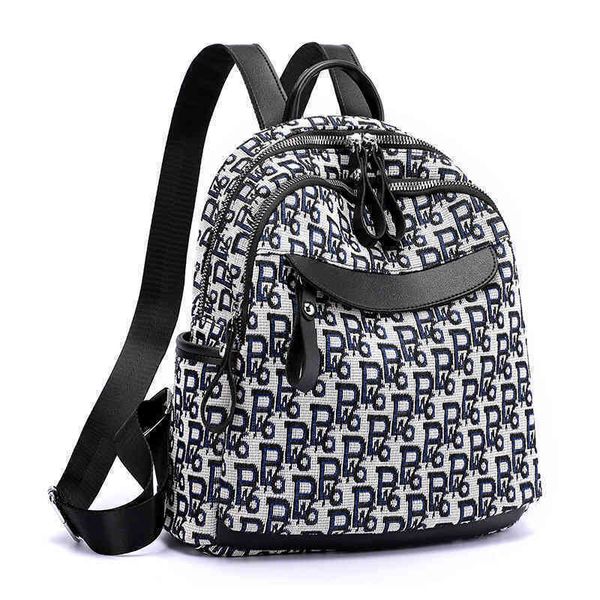 

2022 latest handbag factory store double shoulder women's large capacity leisure double backpack old flower school