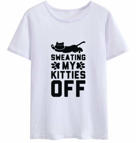 

t-shirt sweetingmy kitties off short sleeve, White;black