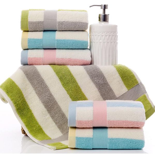 

towel 1/5pcs/lot cotton face for adults hand bathroom towels color striped wash soft absorbent