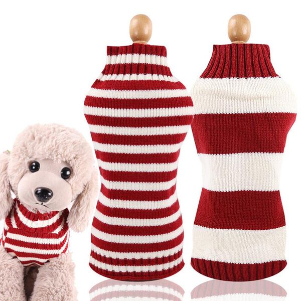 

dog apparel stripe sweater winter warm pet clothes for small mediumdog chihuahua cat coat jacket puppy suit dogs pets clothing
