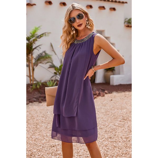

2021 new spring and summer women's solid loose chiffon large dress, Black;gray