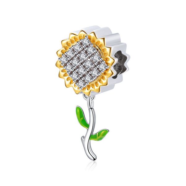 

100% real 925 sterling silver flower beads charms fit original 3mm bracelet beads diy jewelry for women gift, Bronze;silver